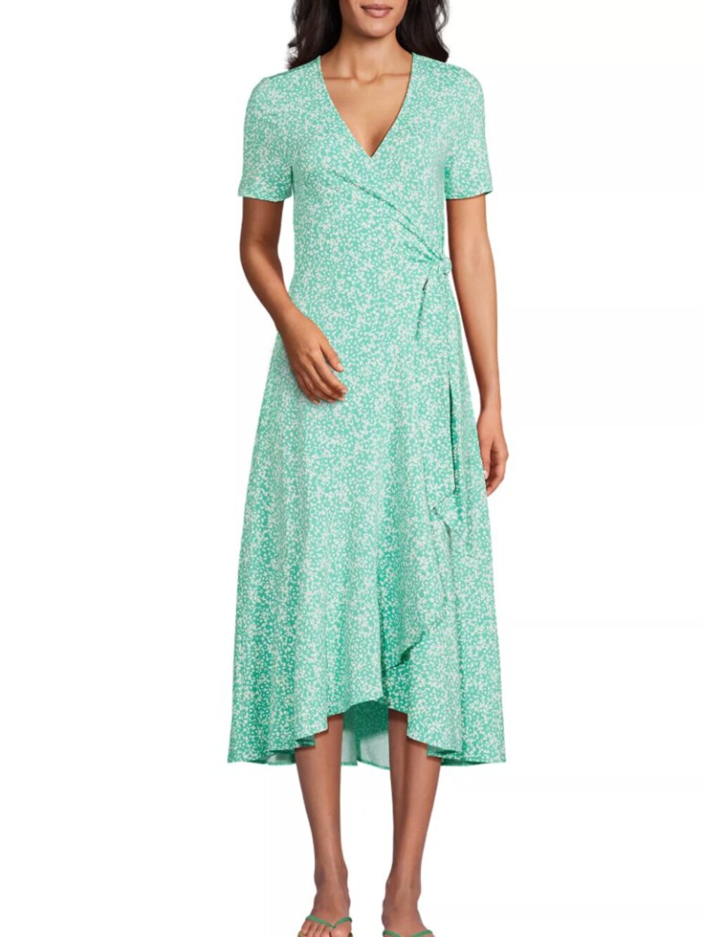 Women's Cotton Modal Vneck Wrap Midi Dress LANDS END -  NEW WITH TAGS